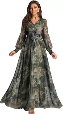 Women's Printed Wrap Maxi Gown